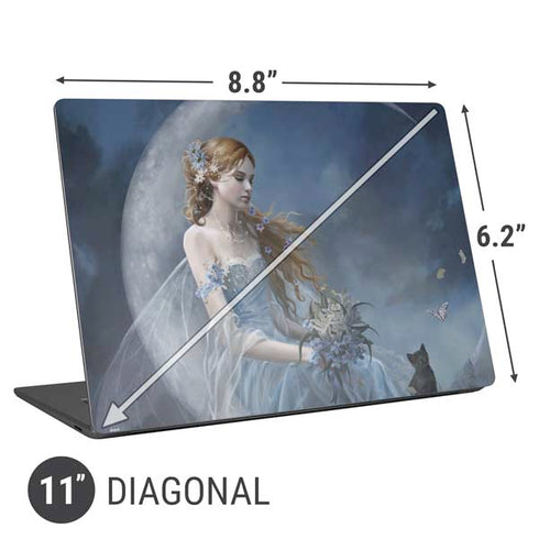 Fairy with Black Cat Sitting on Moon by Nene Thomas Universal Laptop 11in (8.8 x 6.2in) Skin
